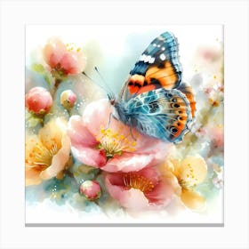 Butterfly On Flowers 1 Canvas Print