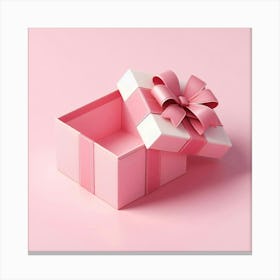 Pink Gift Box On Pink Background Canvas Print