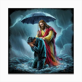 Jesus In The Rain Canvas Print