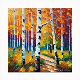 Birch Trees In Autumn 11 Canvas Print