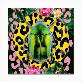 Insect Scarab Beetle Leopard Print Pink 1 Canvas Print