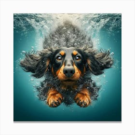 Dachshund Underwater Canvas Art Canvas Print