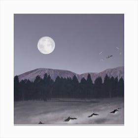 Crows In A Field Canvas Print