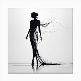 Silhouette Of A Woman art print , A Single Fluid Line Forming A Silhouette Canvas Print