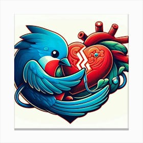 Bird With Broken Heart Canvas Print