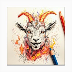 Goat With Horns 24 Canvas Print