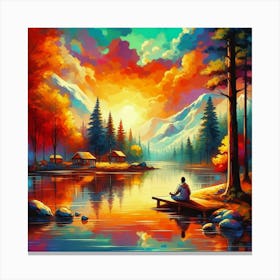 Sunset By The Lake home decor Canvas Print