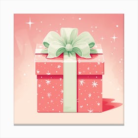 Gift Box On Pink Background Canvas Print