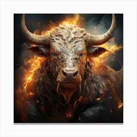 Bull In Flames 1 Canvas Print