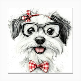 Dog In Glasses 17 Canvas Print