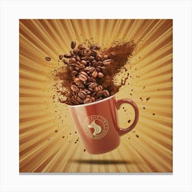 Coffee Mug With Coffee Beans Canvas Print