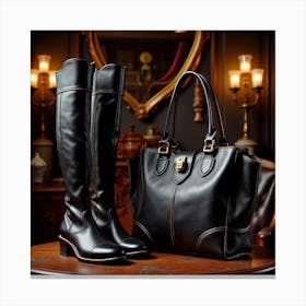 Black Boots And Handbag 8 Canvas Print