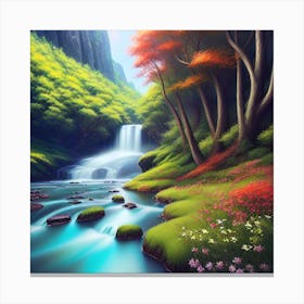 Waterfall In The Forest 33 Canvas Print
