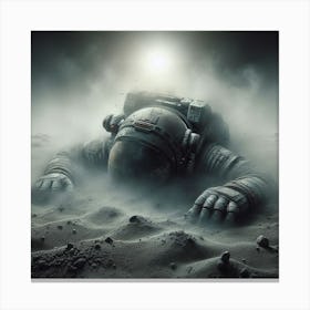 Ashes to Ashes  3/4  (spaceman crashed moon dust planet space travel astronaut bowie major tom death drying Apollo alone afraid scared oxygen moon)    Canvas Print
