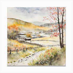 Japanese Landscape Painting Sumi E Drawing (21) Canvas Print