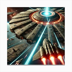 Converted Futuristic Space Battle Scene Canvas Print