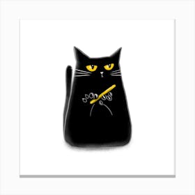 Black Cat With Yellow Eyes Canvas Print