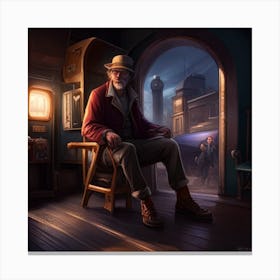 Old Man Sitting In A Train Canvas Print