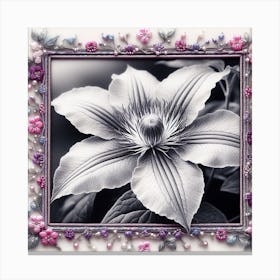 Clematis embroidered with beads 1 Canvas Print