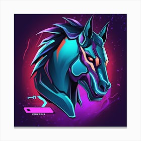 Neon Horse Head Canvas Print