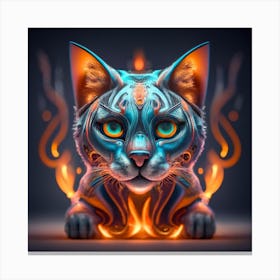 Cat In Flames 1 Canvas Print