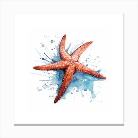 Starfish Sketch With Ink Splash Effect 1 Canvas Print