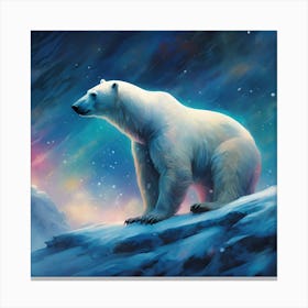 Polar Bear against the Night's Sky Canvas Print