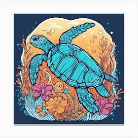 537828 Illustration Of A Sea Turtle Under The Sea, Sea Fl Xl 1024 V1 0 1 Canvas Print