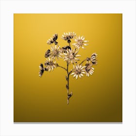 Gold Botanical Lilac Senecio Flower on Mango Yellow n.0253 Canvas Print