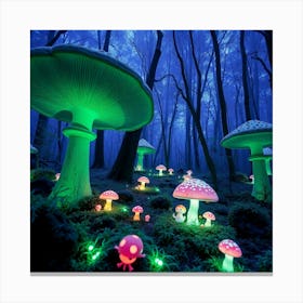 Glow In The Dark Mushrooms Canvas Print