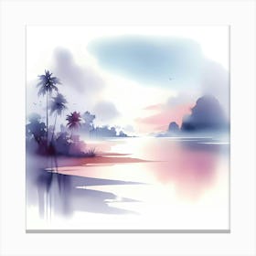 Watercolor Of Palm Trees 2 Canvas Print