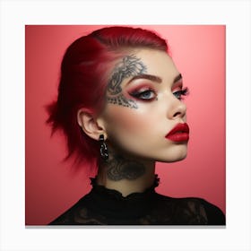 Tattooed Girl With Red Hair Canvas Print