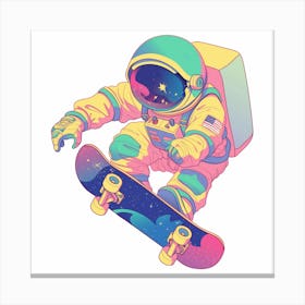 Astronaut Skateboarding 4 Canvas Print