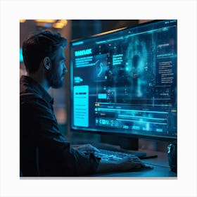 A Cyber Themed Website Interface With A Central Chat Dialog Box Engaging In Conversation With A Cli Canvas Print