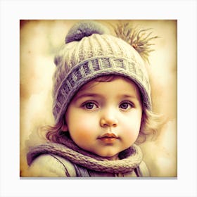 Little Girl In Hat Canvas Print