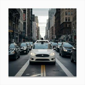 Self-Driving Cars In New York City Canvas Print