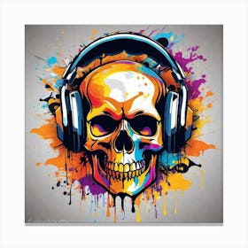 Skull With Headphones 16 Canvas Print