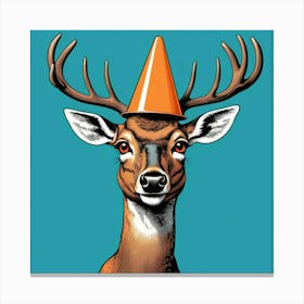 Deer With A Party Hat Canvas Print