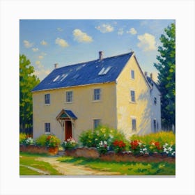 Window to Tranquility A Peaceful Architectural Scene House In The Country Canvas Print