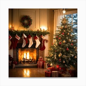 Festive Christmas Tree Branch Feeling Warmth And Dance With The Soft Glowing Ornaments Placed Aloft (1) Leinwandbild