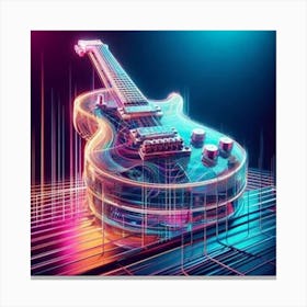 Neon Electric Guitar Canvas Print