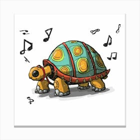 Turtle With Music Notes 1 Canvas Print