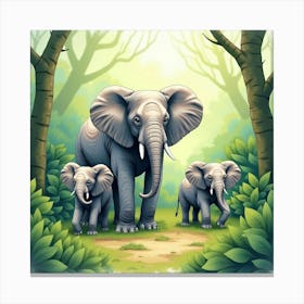 Elephants In The Forest Canvas Print