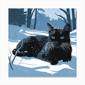 Feline in the Snowfall Canvas Print