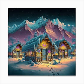 Mountain village snow wooden 6 22 Canvas Print