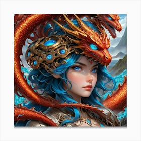 Dragon And A Girl tri Canvas Print