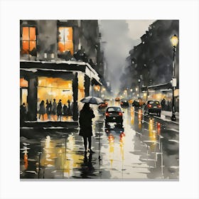 Rainy Night In Paris -oil painting Canvas Print