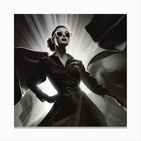 Woman In Black And White Canvas Print