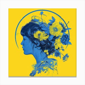 Girl With Flowers In Her Hair Canvas Print