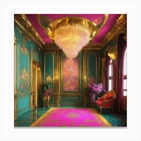 Gold And Pink Living Room 3 Canvas Print